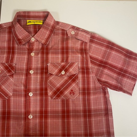 Akademiks Other - ALABAMA CRIMSON TIDE Red Plaid Short Sleeve Button Down Shirt Epaulettes Size M